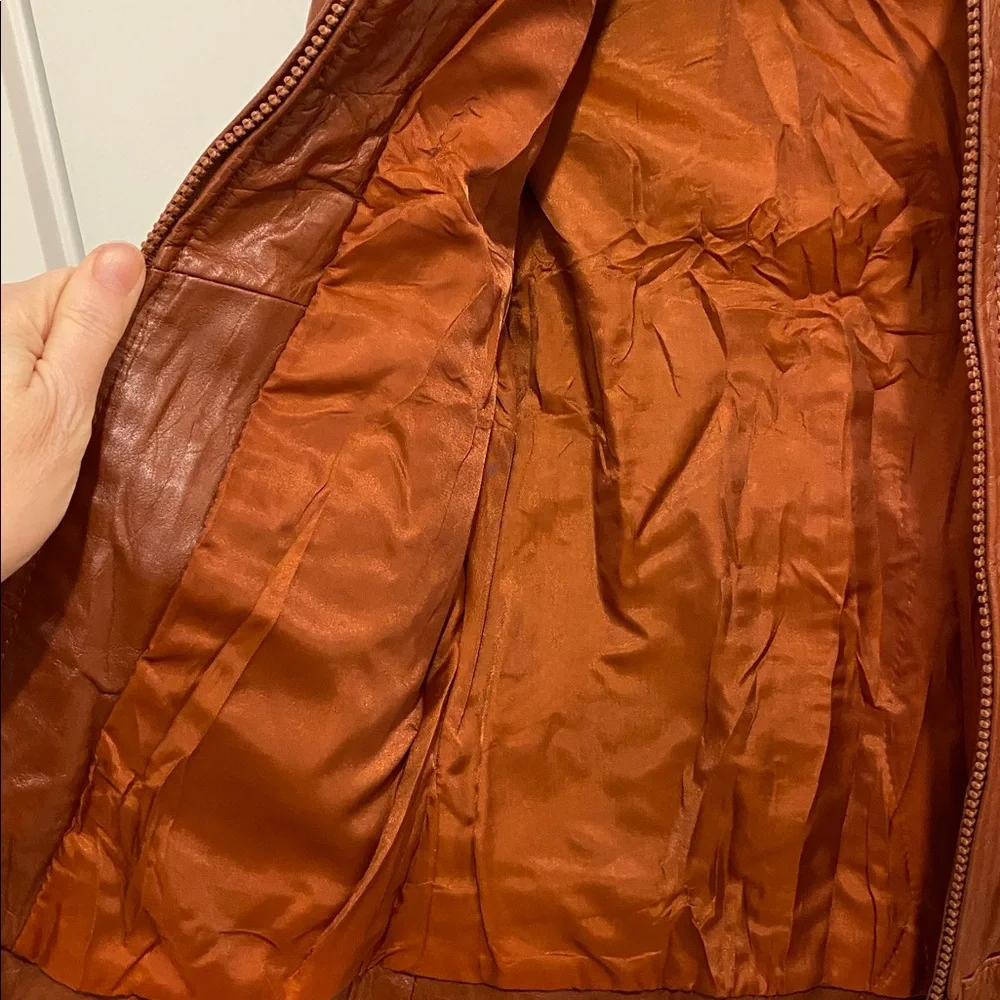 Vintage 70s Wilsons Cropped XS Leather Jacket  Brown Boho Indie Sleaze Made USA - Picture 3 of 7